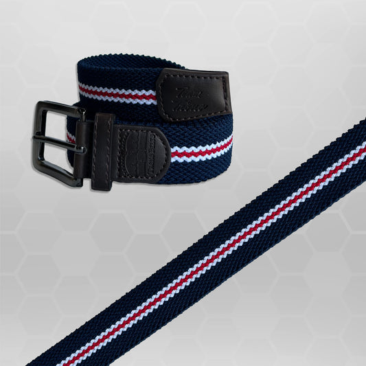 Blue, White & Red Pinstripe Premium Stretch Belt